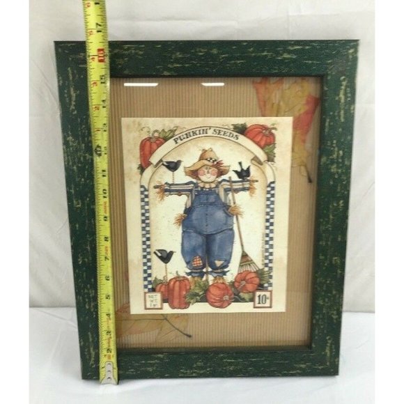 Fall Autumn Themed Scarecrow Wall Decor Framed - Picture 2 of 5
